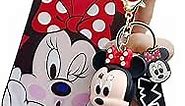 iFiLOVE for iPhone 14 Plus Minnie Mouse Case with Charm Pendant Strap, Girls Boys Women Kids Cute Cartoon Character Wristband Bracelet Slim Soft Protective Case Cover for iPhone 14 Plus (Red)