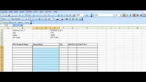 Example Purchase Order template created in Excel