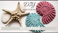DIY macrame tutorial, seashell pattern, decorative shell, boho summer home decor