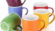 LIFVER 18 oz Large Coffee Mugs Set of 6, Valentines Day Gifts for him her, Assorted Colored Mugs with Handle, Matte Ceramic Large Cups for Coffee Tea Cocoa, Housewarming Decor Gift