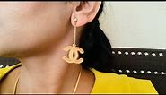 Chanel Gold Drop Earrings ( CC dangle earrings )