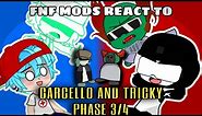 FNF react to GARCELLO AND TRICKY PHASE 3 & 4 // Gacha Club // Friday Night Funkin’