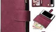 ZZXX iPhone SE 2022(2020)/iPhone 7/iPhone 8 Case Wallet With RFID Blocking Card Slot Soft PU Leather Zipper Flip Folio With Wrist Strap Kickstand Protective For iPhone 8 Wallet Case(Wine Red-4.7 inch)