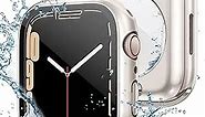 Tensea (2 in 1) for Waterproof Apple Watch Screen Protector Case Series 9 8 7 41mm Accessories, iWatch Protective PC Face Cover Built-in Tempered Glass Film, Front & Back Bumper for Women Men, 41 mm