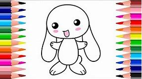 How To Draw And Color Cute Bunny Easy 🐰 - Coloring Pages For Kids
