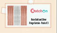 KatchOn, Rose Gold and Silver Fringe Curtain - XtraLarge, 3.2x8 Feet, Pack of 3 | Silver Fringe Backdrop | Rose Gold Backdrop Curtain for Bachelorette Party Decorations | Bridal Shower Decorations