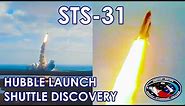 STS-31 - Hubble Space Telescope Launch (1990/04/24) - Shuttle Discovery, multiple cameras