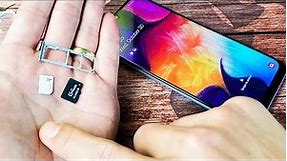 Galaxy A50/A50s : How to Insert Sim Card & SD Card (Dual Sim Model)