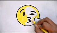 How to Draw the Kissing Emoji - For Beginners