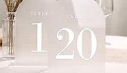 UNIQOOO Frosted Arch Wedding Table Numbers with Stands 1-20, 5x7" Acrylic Signs and Holders, Perfect for Centerpiece, Reception, Decoration, Party, Anniversary, Event