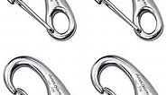 SHONAN 1.93 Inch Carabiner Clips, 4 Pack Flag Hooks Flag Clips for Flagpole Rope, Stainless Steel Clips Marine Grade for Ropes, Stainless Clips for Keychain, Dog Leash, and Hiking