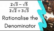 (2√3-√5)/(2√2+3√3) Rationalise the Denominator