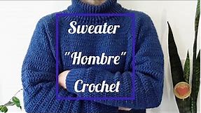 Sweater para hombre a crochet cuello tortuga/jersey cuello alto a croche para hombre/#crochetpattern