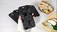 Compatible for iPhone 13 Pro Max Case Cute Cool Star with Black Design for Girls Women Soft TPU Shockproof Protective Girly for iPhone 13 Pro Max-Black&White Star
