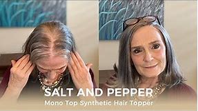 Pretty Salt and Pepper hair topper! 👍 Soft hair fiber.| Grey hair topper review