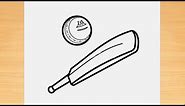 How to draw bat ball easy sketch drawing | Bat ball drawing | bat ball sketch drawing easy
