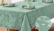 Romanstile Spring Jacquard Rectangle Tablecloth - Waterproof Damask Floral Pattern Decorative Table Cloths Heavy Weight Fabric Table Covers for Dinner/Parties/Outdoor - 60 x 84 Inch,Sage Green