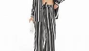 ONLY wide leg trousers in black and white stripe  | ASOS