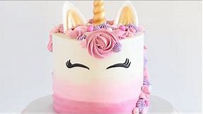 Pink and purple unicorn cake - ‏تزين ‏كيك اليونيكورن ‏بالزهري والبنفسجي