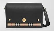 Burberry Note Medium Leather & Vintage Check Crossbody Bag