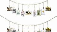 Wall Hanging Photo Display with Wooden Beads Garland 4 Feet Boho Collage Picture Frame DIY Picture Photo Frame Set with 9 Wood Clips for Rustic Country Home, Office Nursery Room Decoration(2 Pieces)