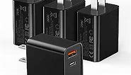 20W USB C Wall Charger for iPhone 14/13/13 Mini/13 Pro Max/12/12 Pro/12 Pro Max Cube, 4 Pack Dual Port Fast Charging Brick Block Plug Box Base Adapter for iPad, iPod, Watch Series 8 7, Black