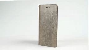 iPhone 6 6S Wallet Case PU Leather Oil Wax Embossed Elephant Detachable Cover