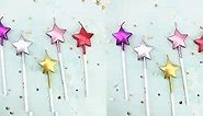 10 Cute Heart Shaped and Star Birthday Candles Cake Candle-Toppers for Party Wedding Cake Decoration Supplies Birthday Cake Candles Happy Birthday Candles Colorful Candles (Star10)