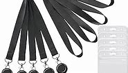 Badge YOUOWO 5 Pack Black Lanyards Retractable with ID Badges Holder Retractable Badge reels Lanyard Vertical Lanyard with ID Badge Holder Neck Lanyard for Keys Card Holder