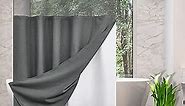 No Hooks Required Waffle Weave Shower Curtain with Snap in Liner-Hotel Grade Waterproof & Mesh Top Window Spa Like Bath Curtain Machine Washable Heavy Duty 71Wx74L(Grey)