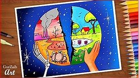 Save environment save Earth drawing || poster making ideas for competition (very easy) step by step