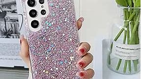 MUYEFW Case for Samsung Galaxy S22 Case 6.1''Glitter Bling for Women Girls Sparkle Cover Cute Protective Phone Cases (Pink)