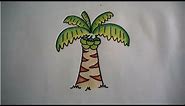 How To Draw Coconut Tree Cartoon Easy Step by Step