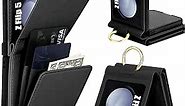 for Samsung Z Flip 5 Case Wallet Card Holder Ring Samsung Wallet Case Galaxy Z Flip 5 Wallet Case Cell Phone Case Wallet Gift for Women,Black