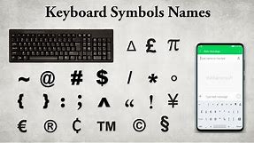 Keyboard Symbols Names | Mobile Keyboard Symbols Names