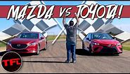 2020 Toyota Camry TRD vs Mazda6 Review & Drag Race! Hint: The Red Car Wins