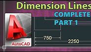 Autocad 2018 - Dimension lines (complete tutorial!) PART 1