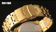 SKMEI 9193 High quality Japan movt stainless steel gold dragon watch wrist quartz Men watch.