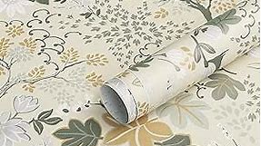 Peel Stick Wallpaper Yellow Floral Wallpaper Boho Peel Stick Wallpaper Floral Contact Paper 78.7inchx16.1inch Leaf Removable Wallpaper Self Adhesive Wallpaper for Bedroom Vinyl Roll