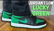 EARLY REVIEW! Jordan 1 Low Lucky Green Review & On Feet!