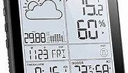 Wittime 2180 Weather Station with Atomic Clock Indoor Outdoor Thermometer Wireless Wireless Temperature and Humidity Monitor Inside Outside with Sensor Battery Powered