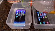 iPhone 14 Pro Max vs Samsung Galaxy S22 Ultra - Sparkling Water FREEZE Test! What's Gonna Happen?!