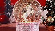 Unicorn Musical Snow Globes, 7.1 Inch Lighted Snow Globe with Swirling Glitter, Battery Operated & USB Powered