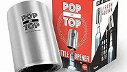 Pop-the-Top Beer Bottle Opener (Stainless): Automatic Bottle Cap Opener, Push Down Pop Off Bar Tool, Soda and Beer Cap Remover, Cool & Fun Gadget