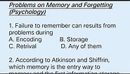 Freshman Psychology Chapter 4 questions (Memory and Forgetting)