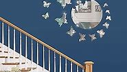 17 Pieces 3D Acrylic Mirror Wall Decor Stickers Removable Butterfly Mirror Wall Stickers DIY Mirror Butterfly Mural Stickers Butterfly Wall Stickers Decals for Home Living Room Bedroom (Silver)