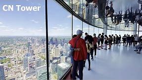 Toronto CN TOWER Inside Walk Around Viewing Deck, Glass Floor and CN Tower restaurant 4K travel vlog