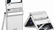 COQUE Case Galaxy Z Flip 3 Cover,Hinged Folding All-Inclusive Shell with Screen Protector with Touch Stylus with Pen Holder,Folding Phone Cover for Samsung Galaxy Z Flip 3 5G-Silver