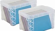 1InTheOffice Plastic Index Card Box 4x6, Index Card Storage Box, Index Card Holder, Clear, 500 Capacity, 2 Pack