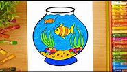 How to Draw Fish Aquarium Step by Step || Fish Bowl Drawing|| Fish drawing...